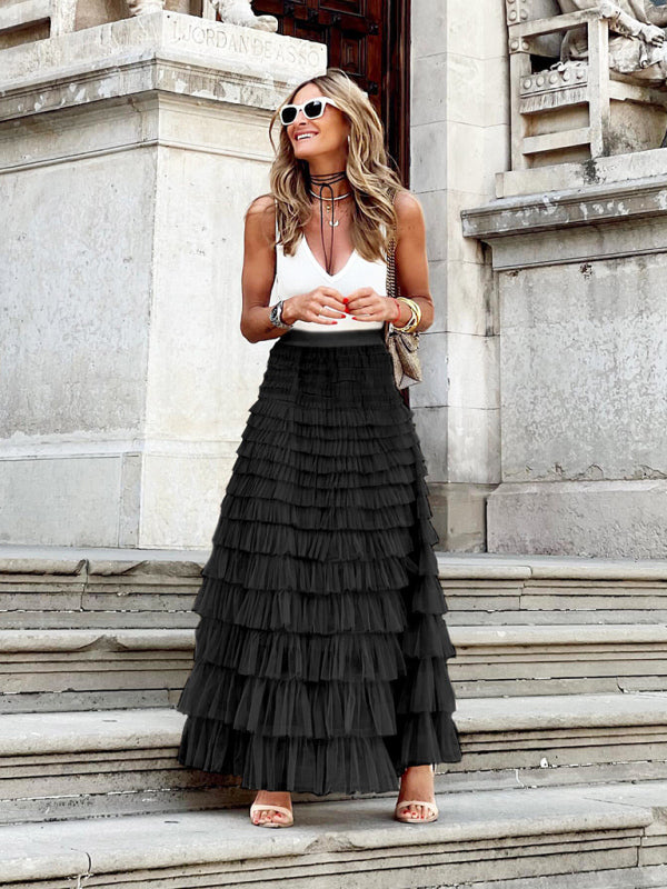 Valenzora | Trendy maxi skirt made of multi-layered tulle