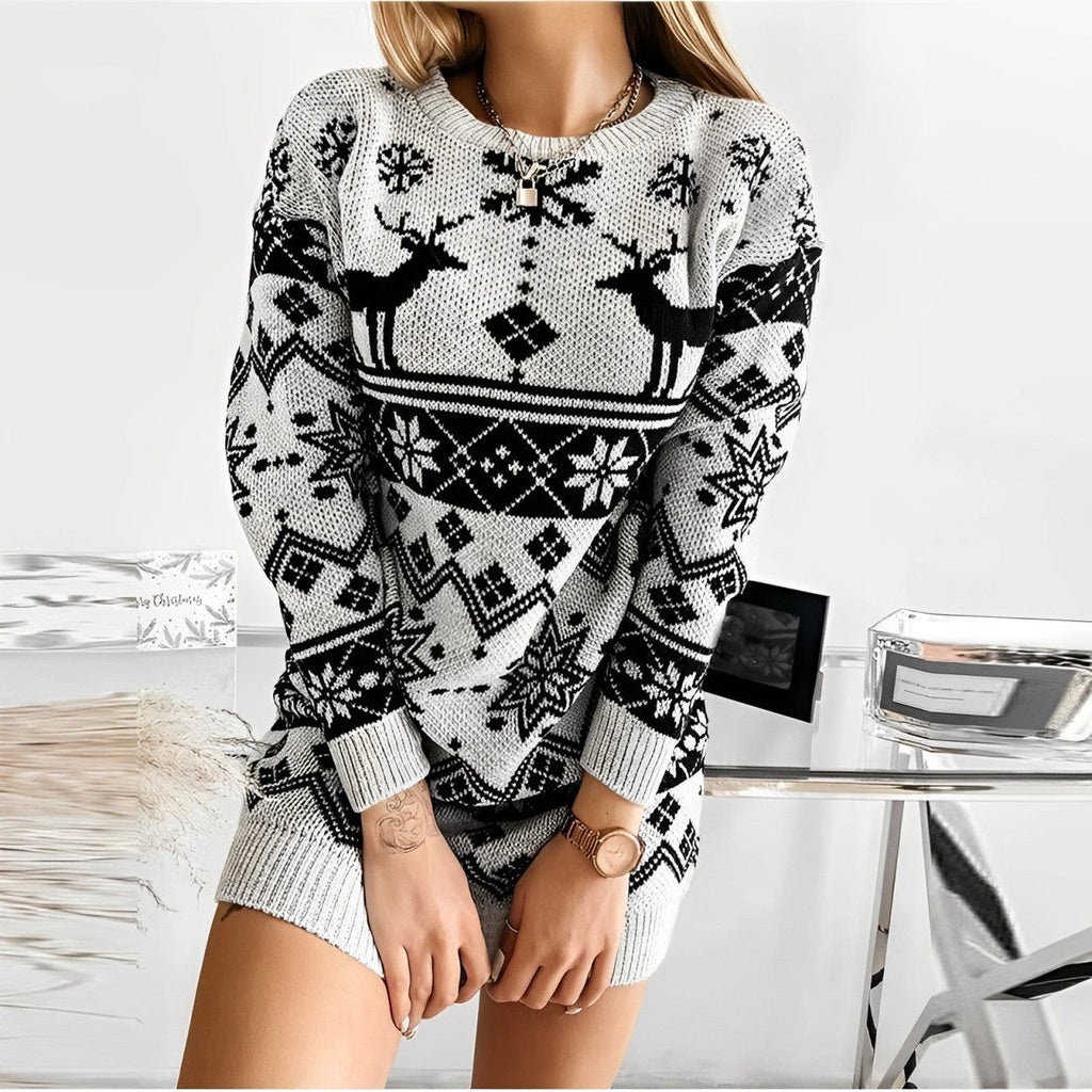 Valenzora | Modisches Strickkleid mit Print