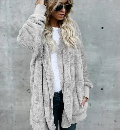 Valenzora Fleece Cardigan | Super soft, casual fleece cardigan with hood for women