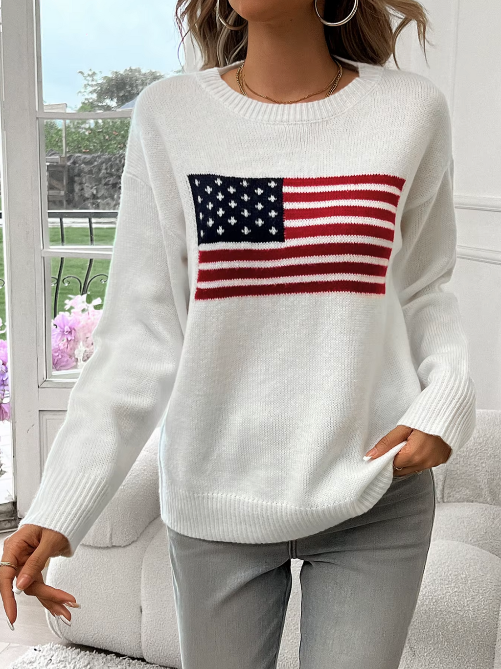 Valenzora | Cotton knit sweater with round neck