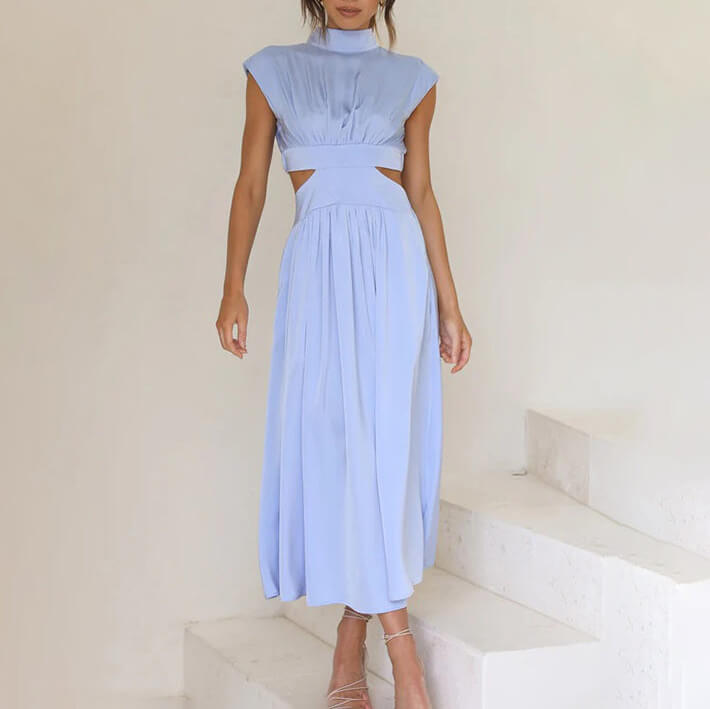 Dorothea | Pleated Dress with High Neckline
