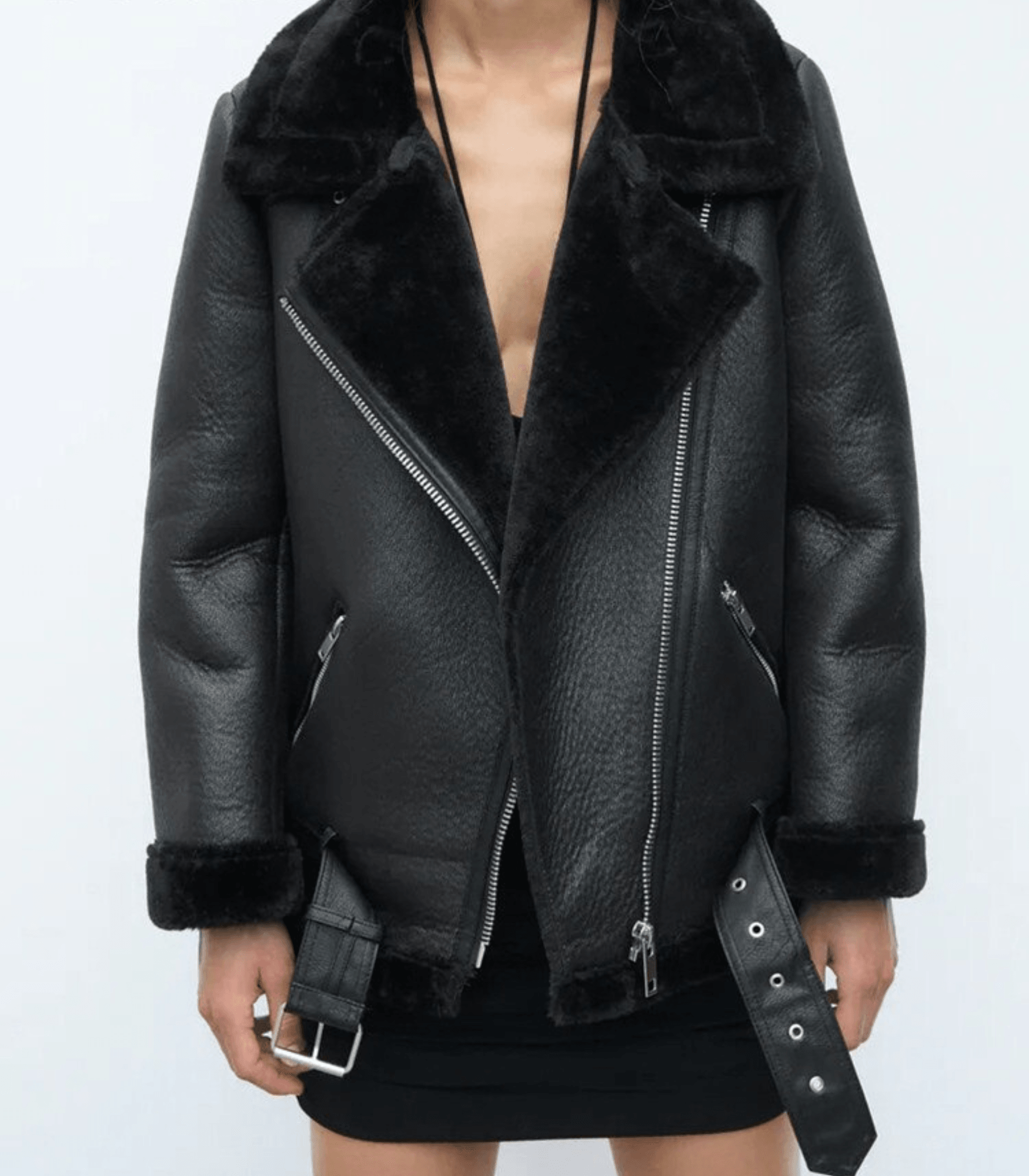 Valenzora Winter Chic - Elegant leather winter coat for women