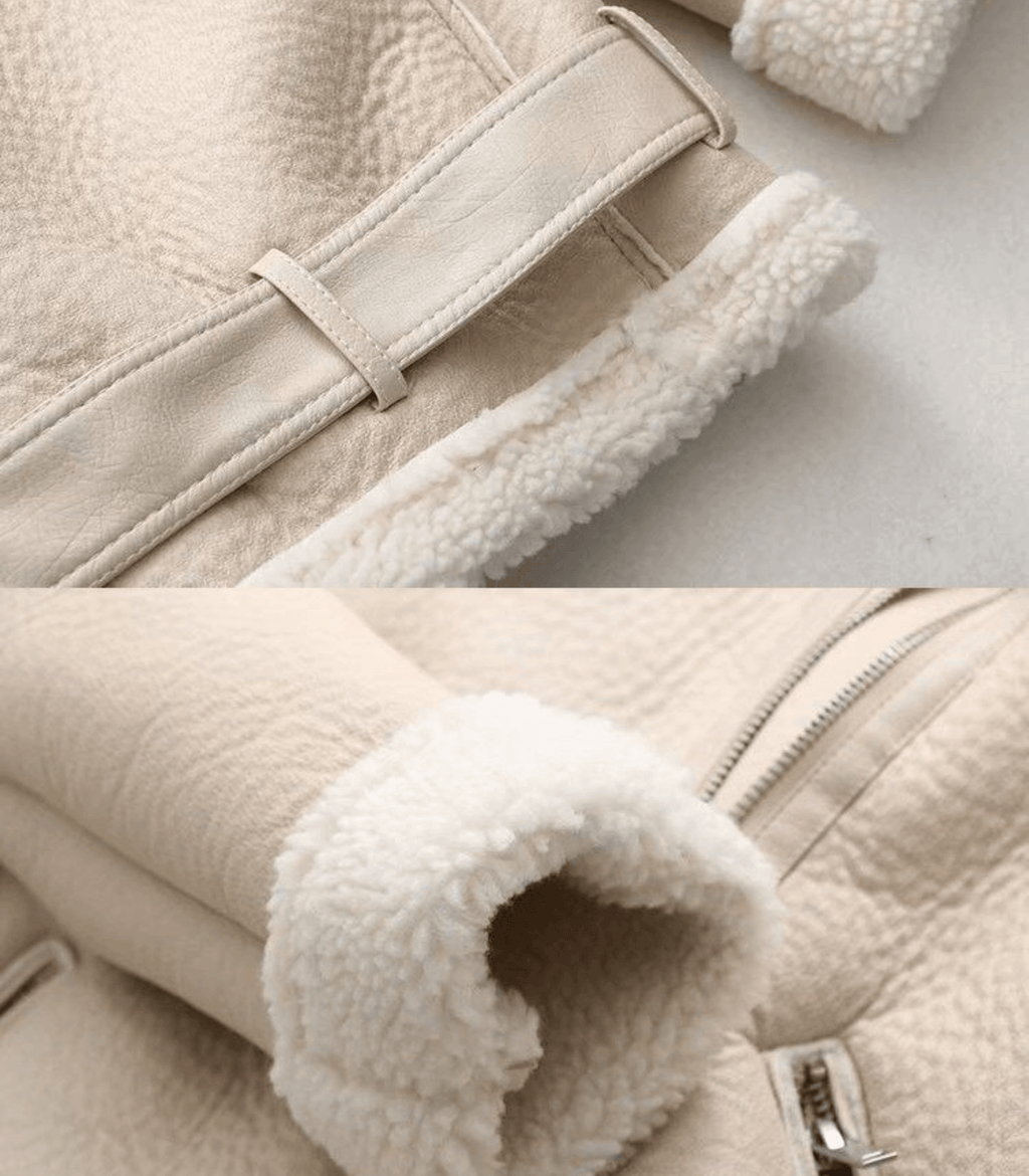 Valenzora Winter Chic - Elegant leather winter coat for women