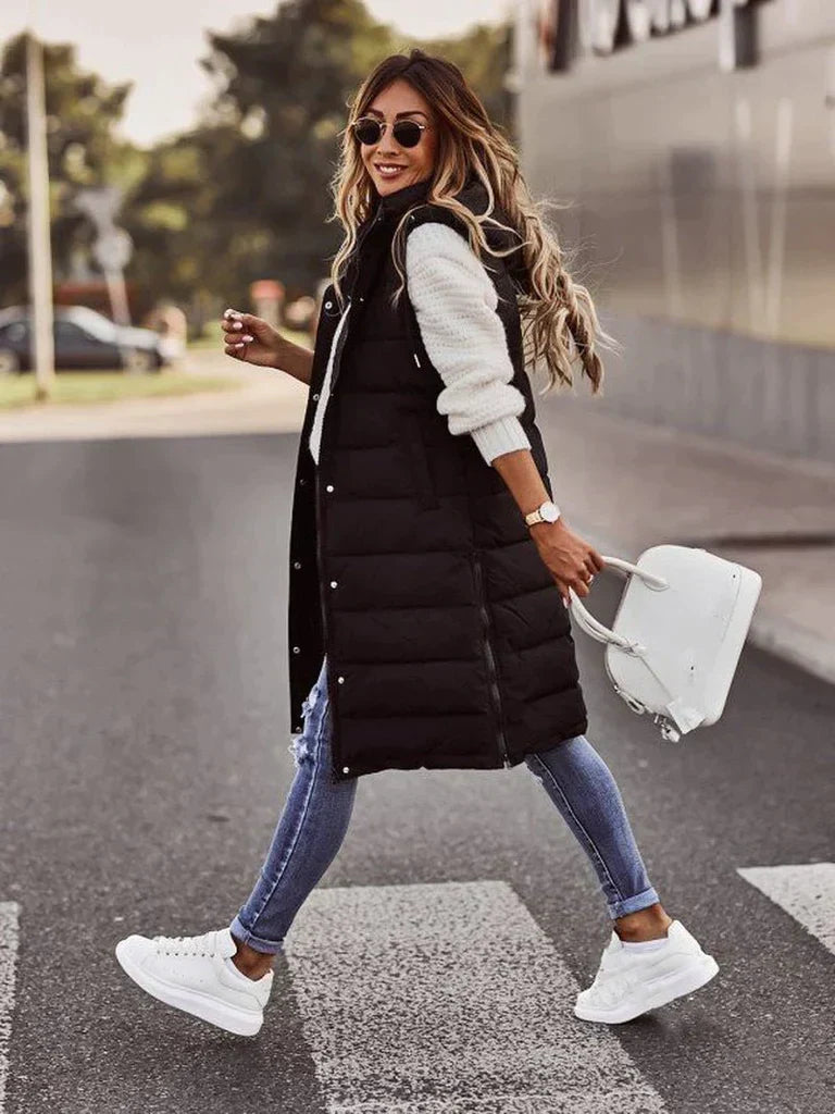Valenzora | Lined puffer vest with hood for women