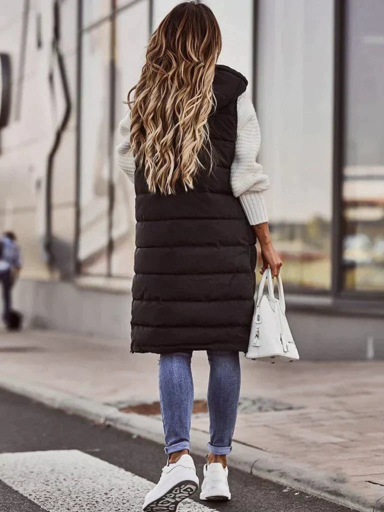 Valenzora | Lined puffer vest with hood for women