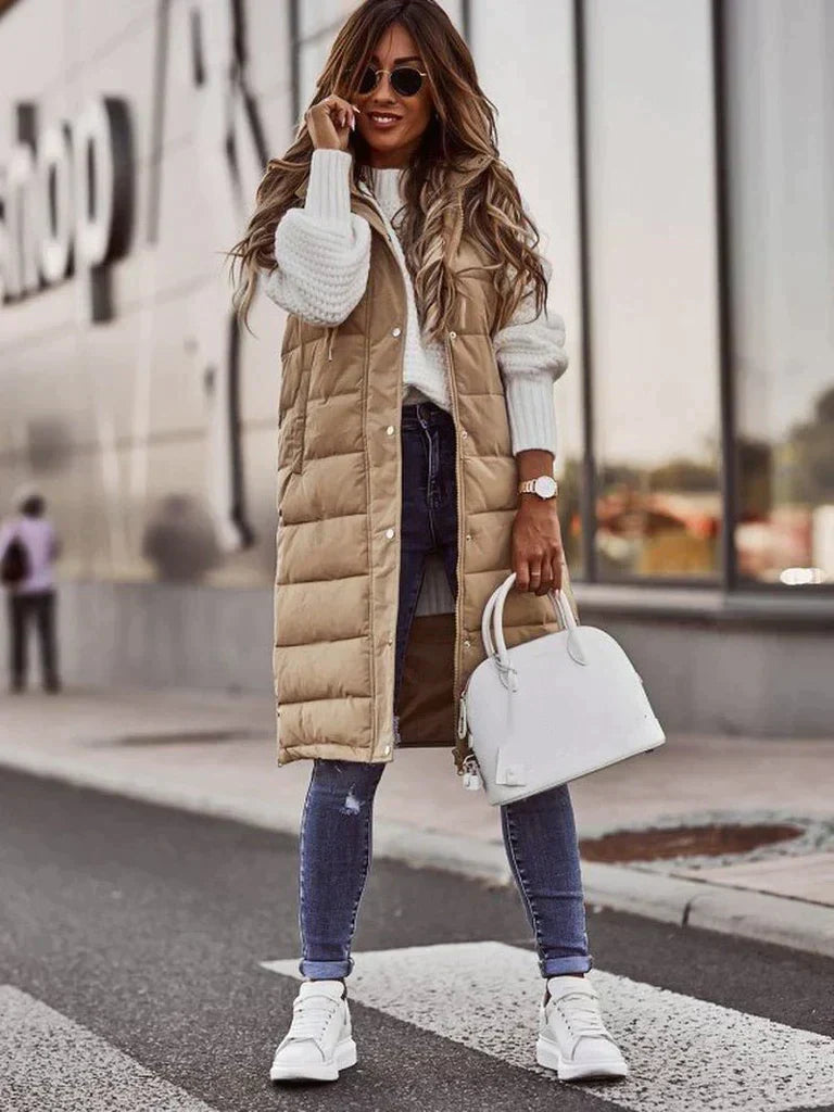 Valenzora | Lined puffer vest with hood for women