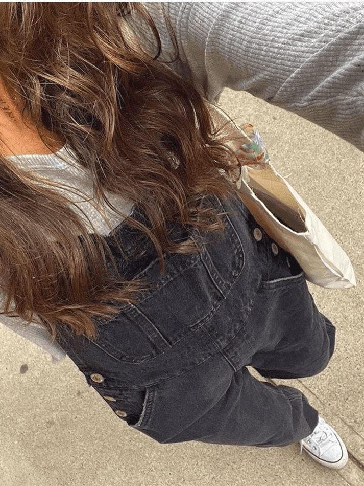 Valenzora | Gewaschene Latzhose mit geradem Bein aus Denim