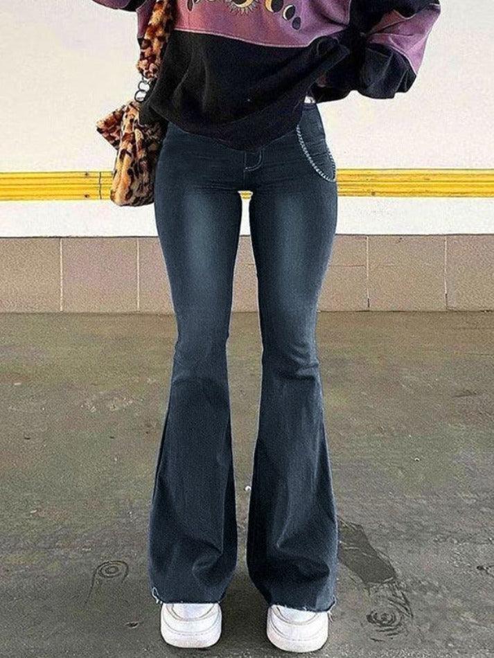 Valenzora | Jeans mit niedriger Taille, Waschung und Schlag