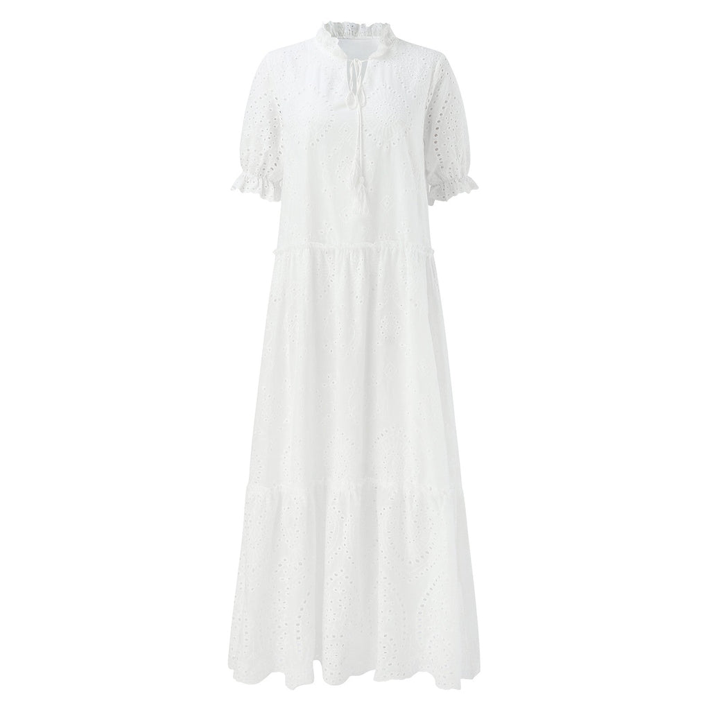 Valenzora | Weißes Plus-Size Rüschenkleid