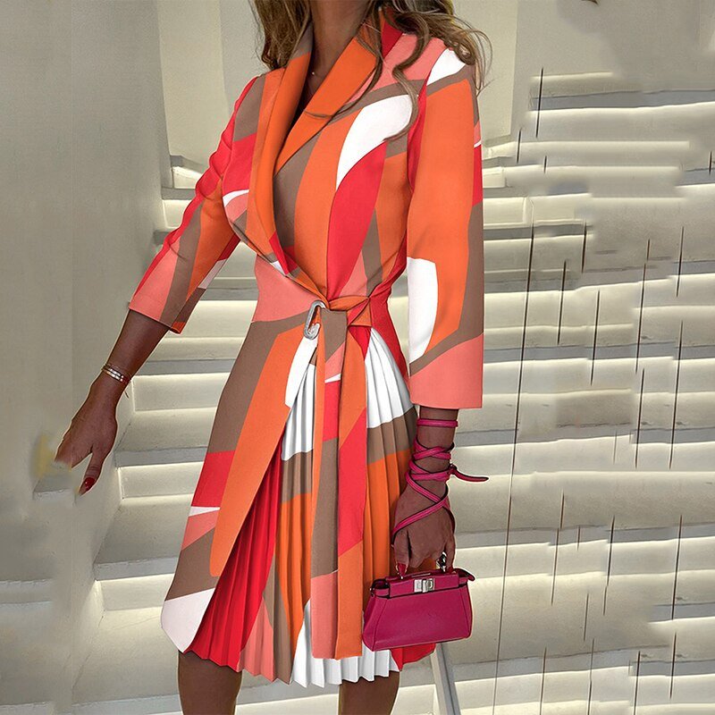Valenzora Elegant notched collar blazer dress