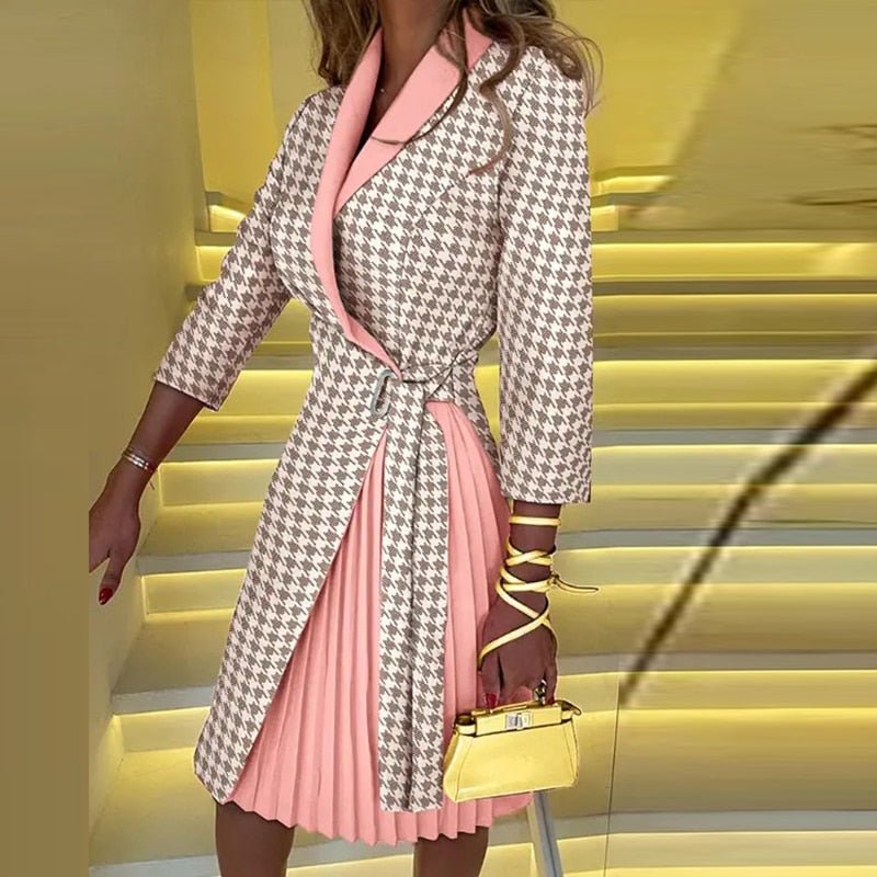 Valenzora | Elegantes Blazer-Kleid mit Kragen und Gürtel für Damen