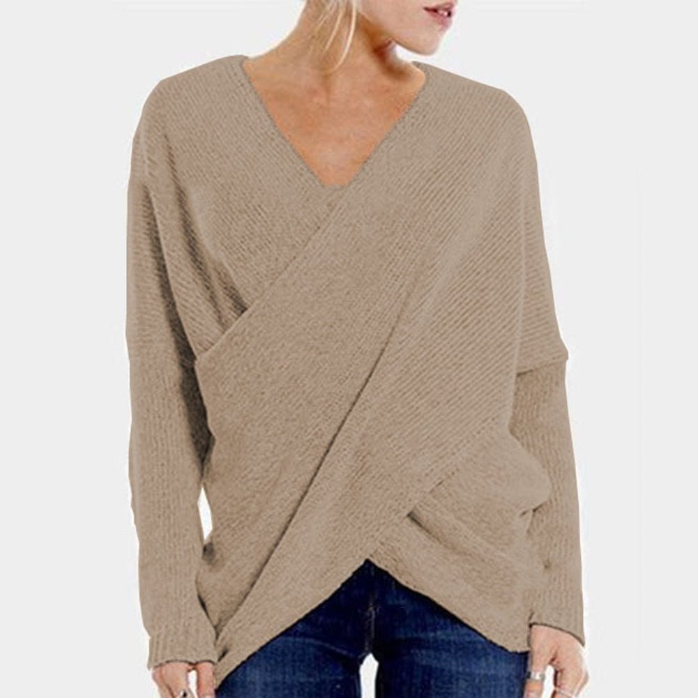 Valenzora - Women's Crossover Knit Sweater