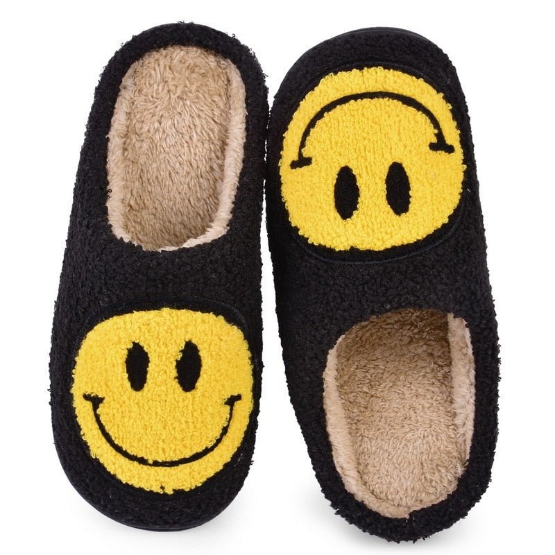 Valenzora | mit Smiley-Gesicht - bequeme Damenhausschuhe aus weichem Material