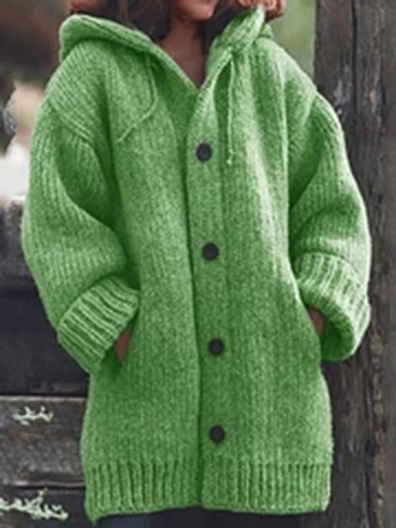 Valenzora Hat collar Simple, loose-fitting, long-sleeved cardigan
