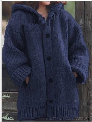 Valenzora Hat collar Simple, loose-fitting, long-sleeved cardigan