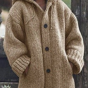 Valenzora Hat collar Simple, loose-fitting, long-sleeved cardigan