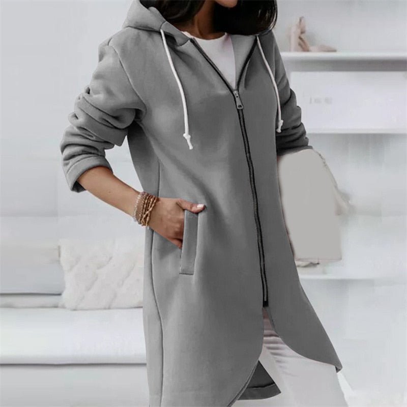 Valenzora Jacket | Comfortable long hooded vest for women