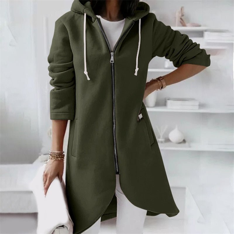 Valenzora Jacket | Comfortable long hooded vest for women