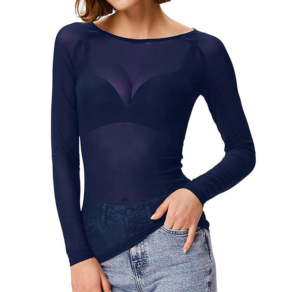 Valenzora | Transparent Mesh Long Sleeve Top for Women