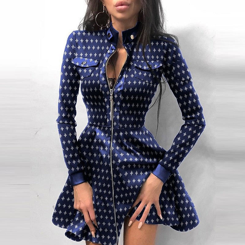Valenzora Leder-Minikleid mit Reißverschluss