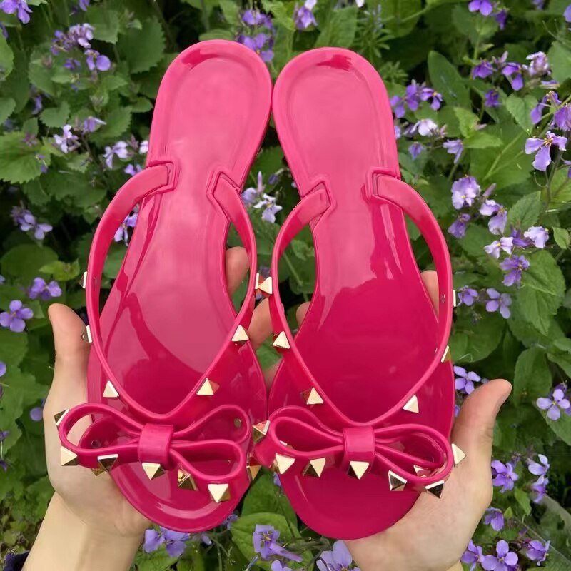 Valenzora | Studded Bow Knot Flip-Flops Sandals