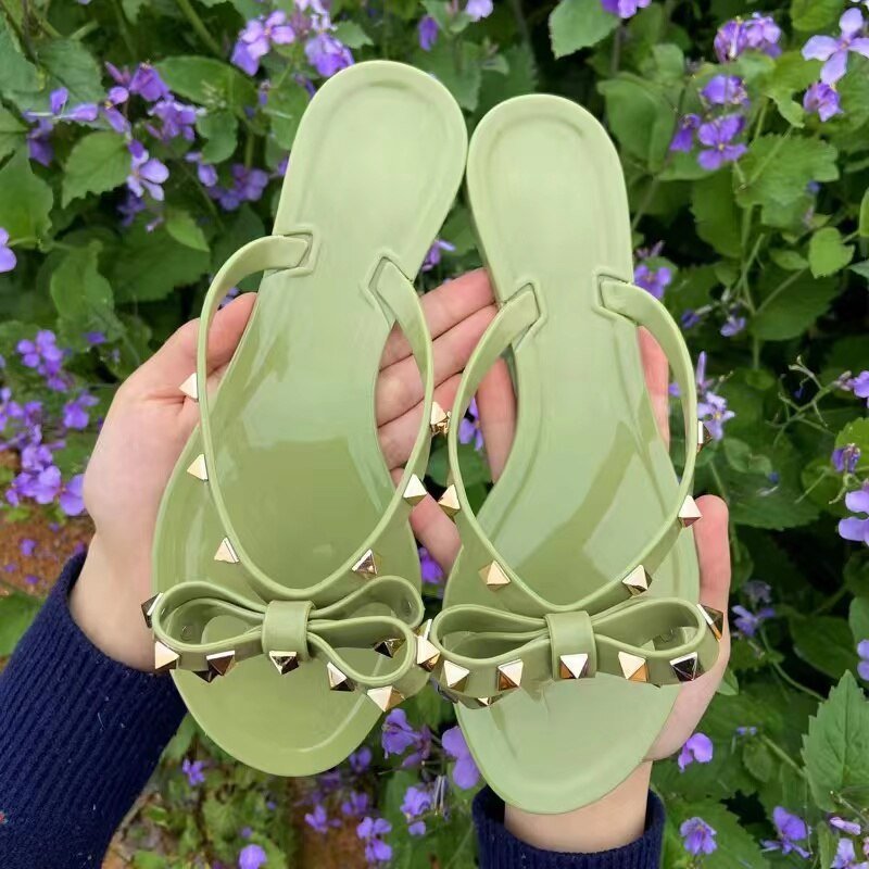 Valenzora | Studded Bow Knot Flip-Flops Sandals