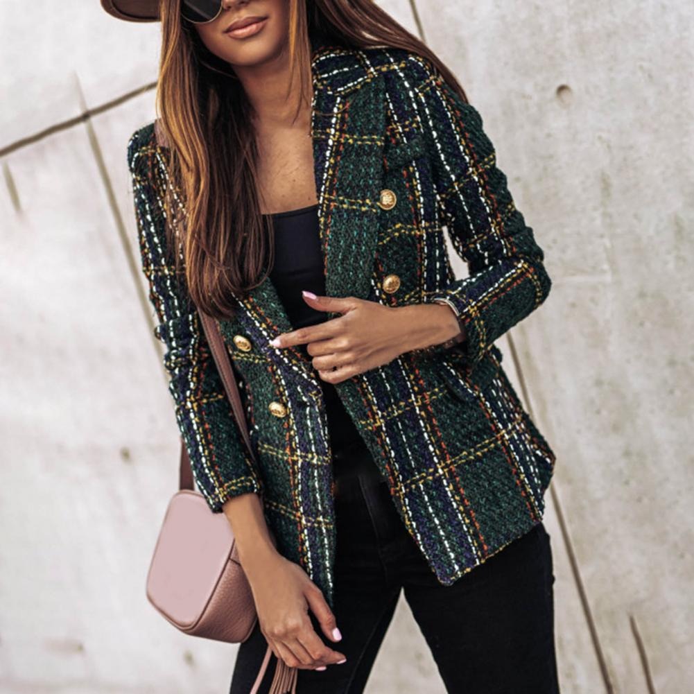Valenzora - Checkered fashionable blazer with side pockets