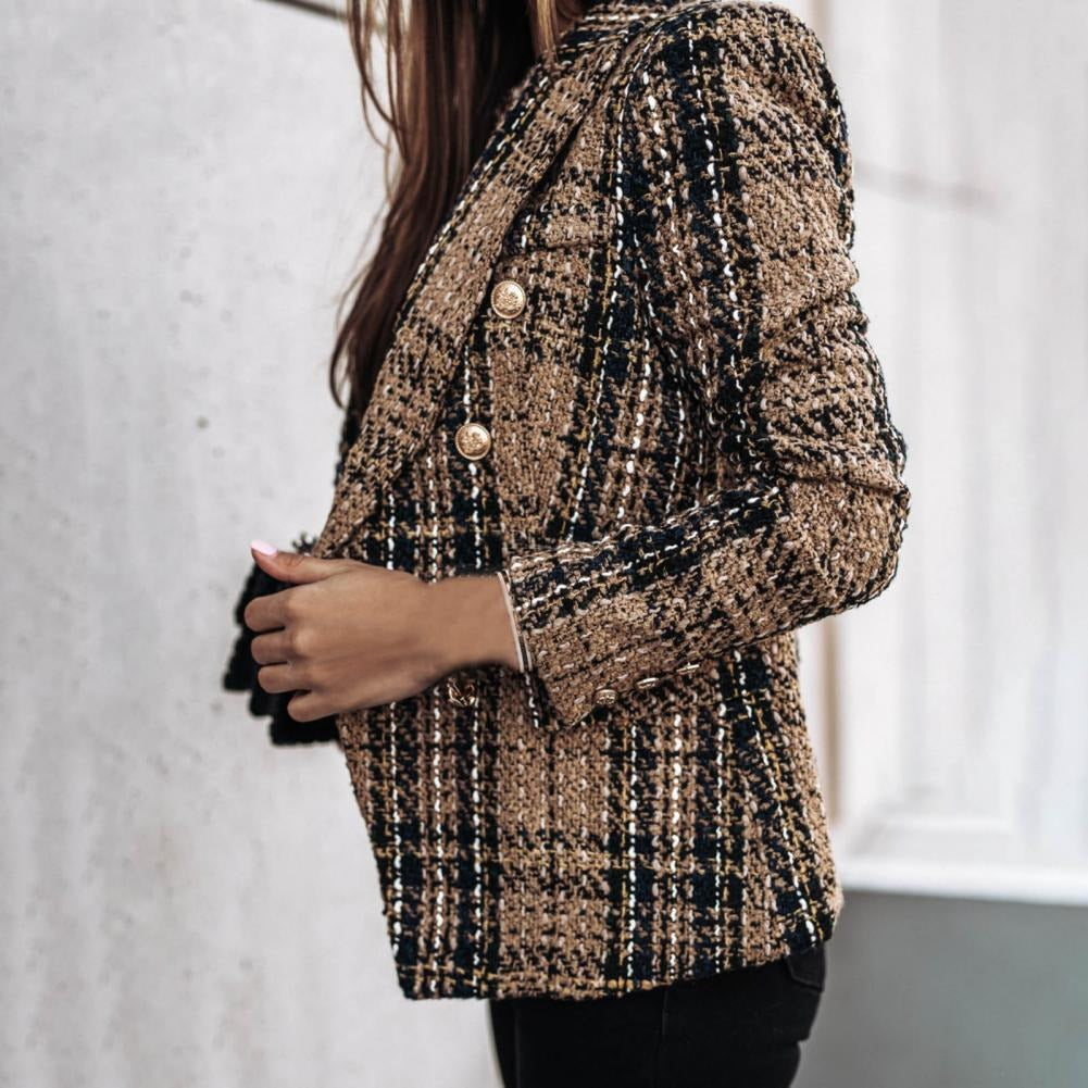 Valenzora - Checkered fashionable blazer with side pockets