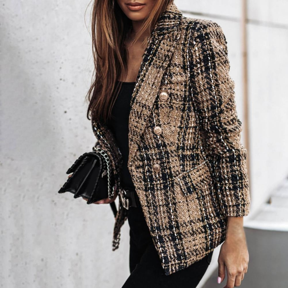 Valenzora - Checkered fashionable blazer with side pockets