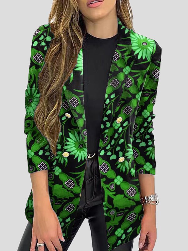 Valenzora | Bedruckte Blazer mit Revers und langen Ärmeln