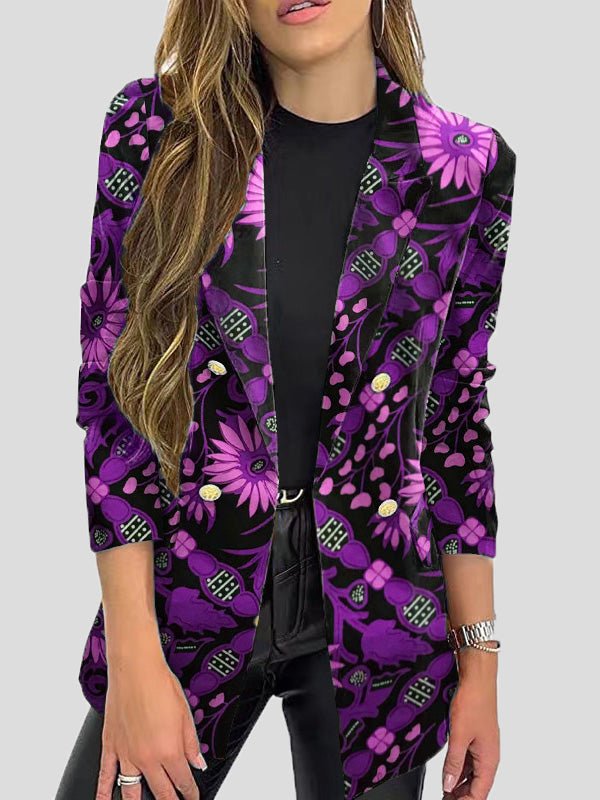 Valenzora | Bedruckte Blazer mit Revers und langen Ärmeln