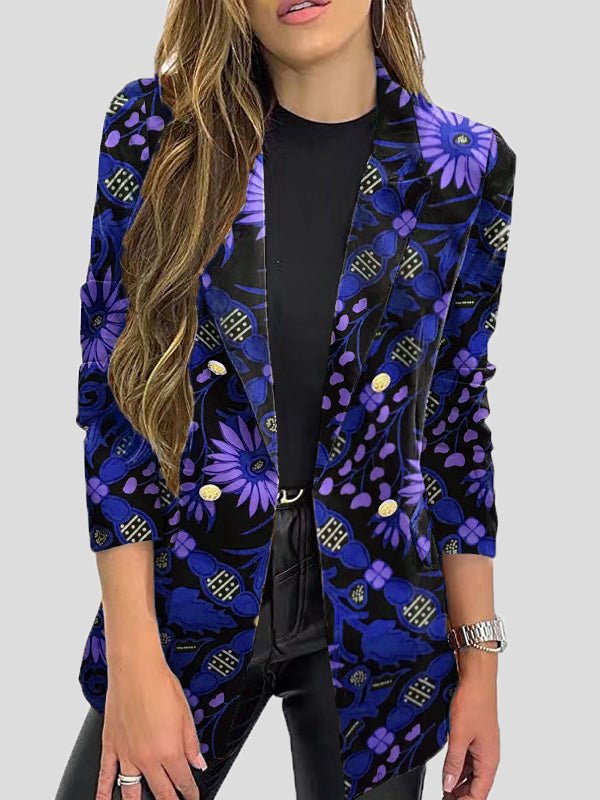 Valenzora | Bedruckte Blazer mit Revers und langen Ärmeln