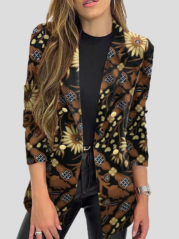 Valenzora | Bedruckte Blazer mit Revers und langen Ärmeln