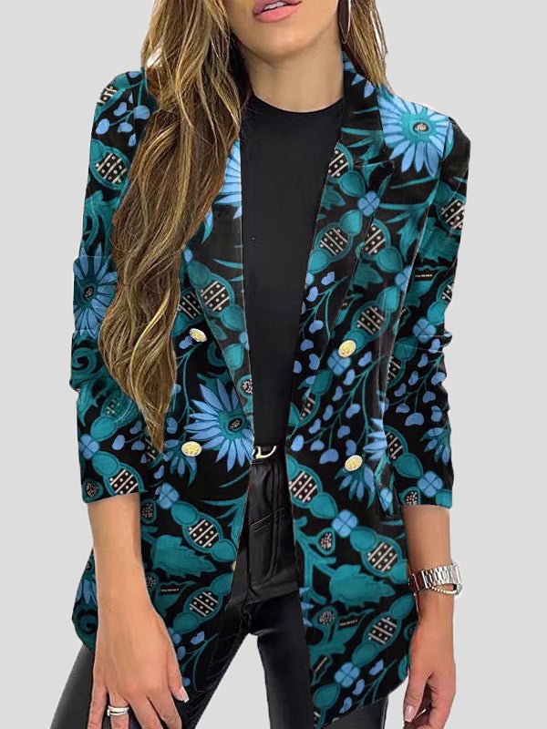 Valenzora | Bedruckte Blazer mit Revers und langen Ärmeln