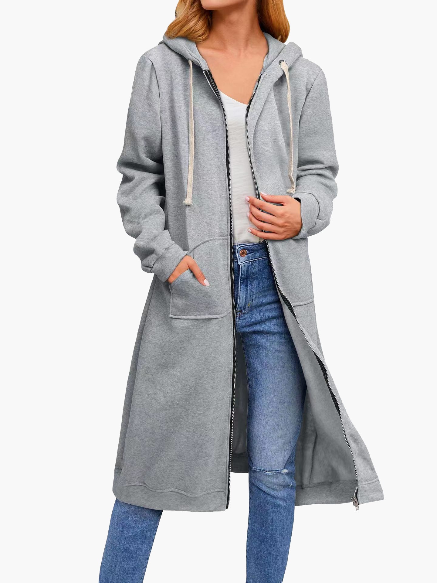 Valenzora | Women's Casual Cardigan with Zipper, Pockets, and Hood, Long