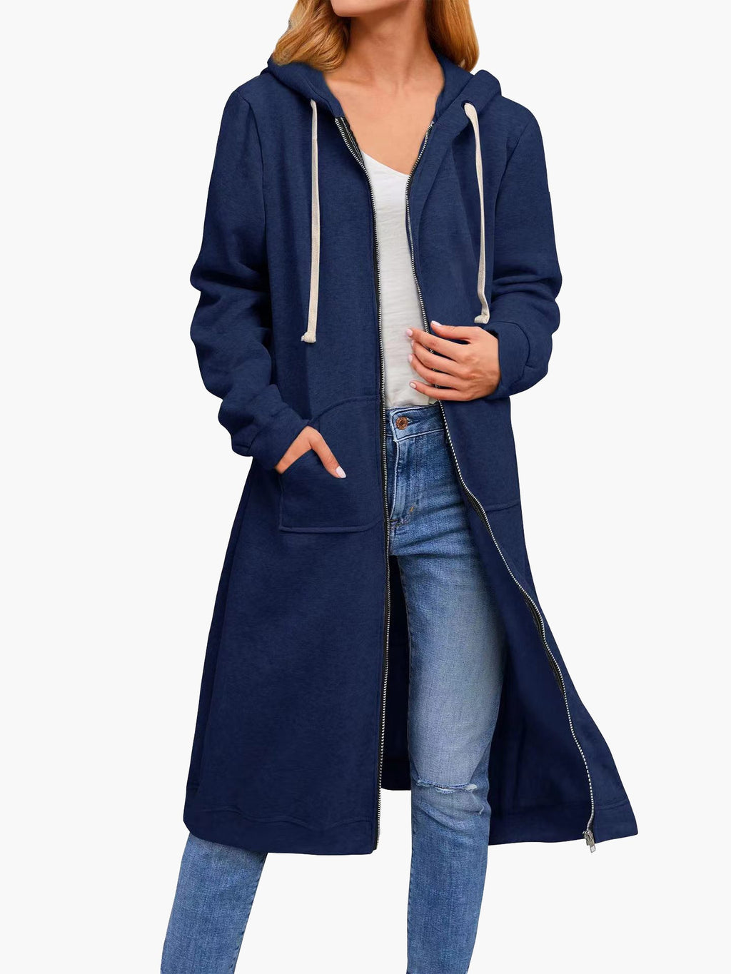 Valenzora | Women's Casual Cardigan with Zipper, Pockets, and Hood, Long