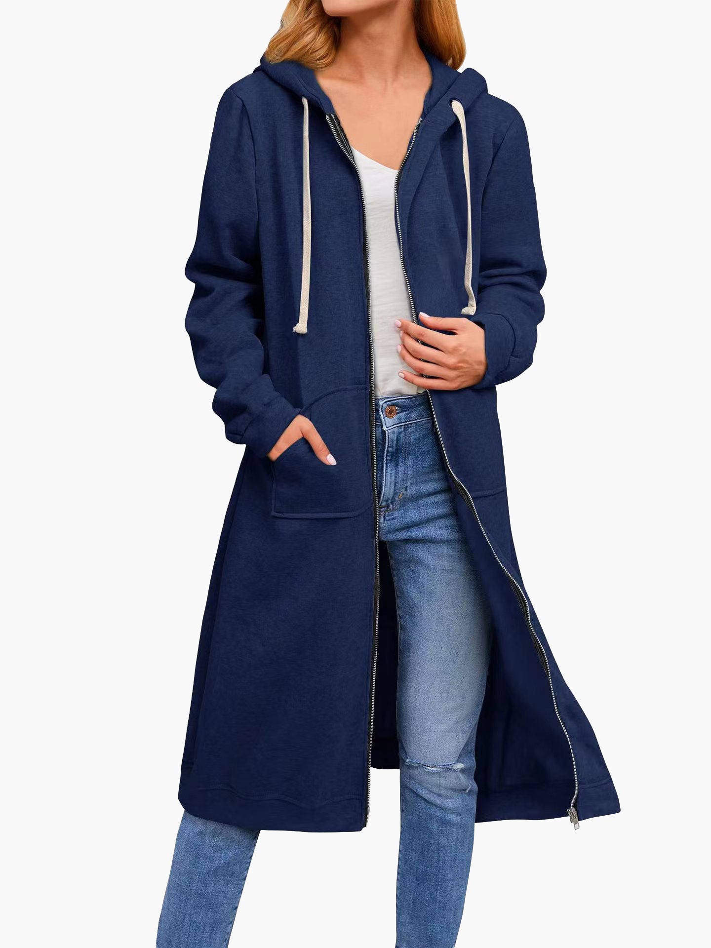 Valenzora | Women's Casual Cardigan with Zipper, Pockets, and Hood, Long