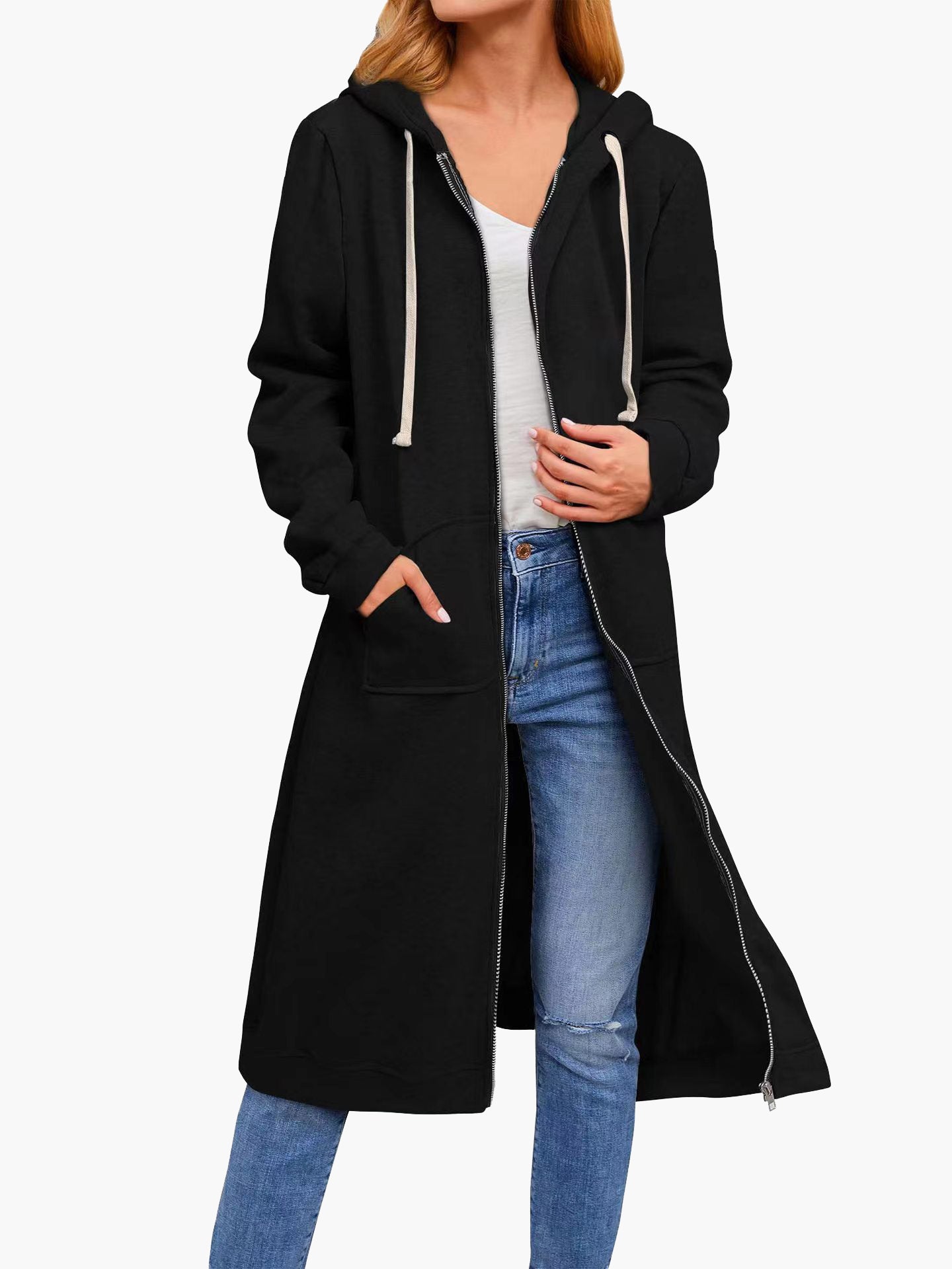 Valenzora | Women's Casual Cardigan with Zipper, Pockets, and Hood, Long
