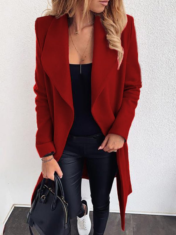 Valenzora | Damen-Fashion-Mäntel Schnür-Reversmantel aus reiner Wolle