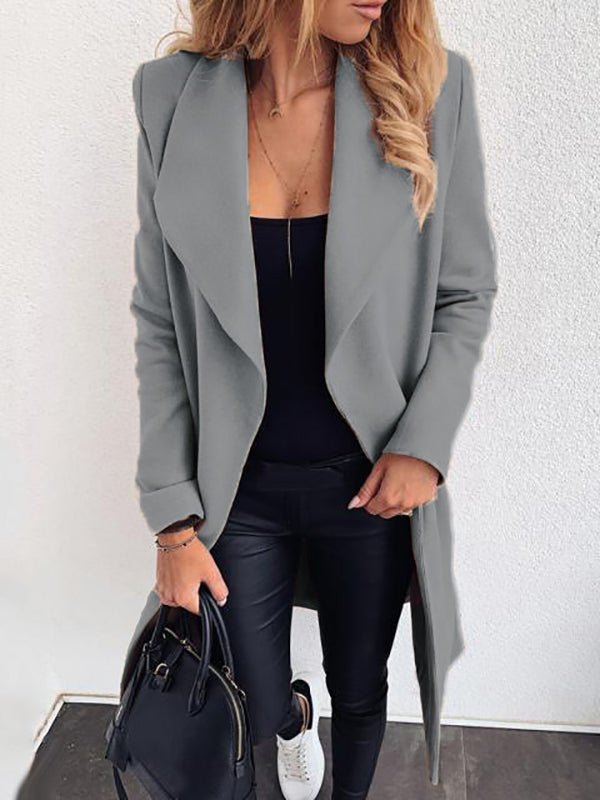 Valenzora | Damen-Fashion-Mäntel Schnür-Reversmantel aus reiner Wolle