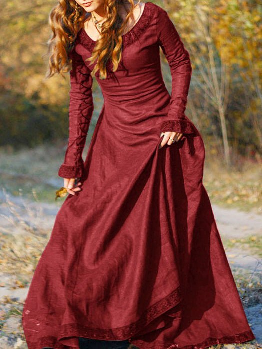 Valenzora | Damen-Kleid Rundhals Langarm-Kleid