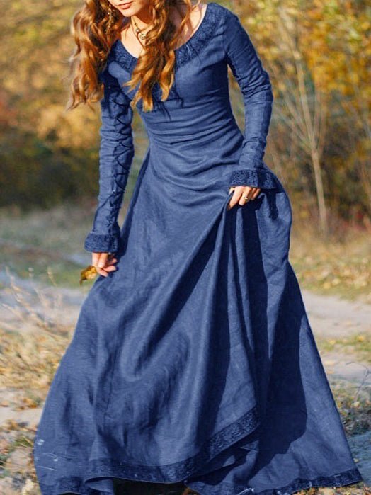Valenzora | Damen-Kleid Rundhals Langarm-Kleid