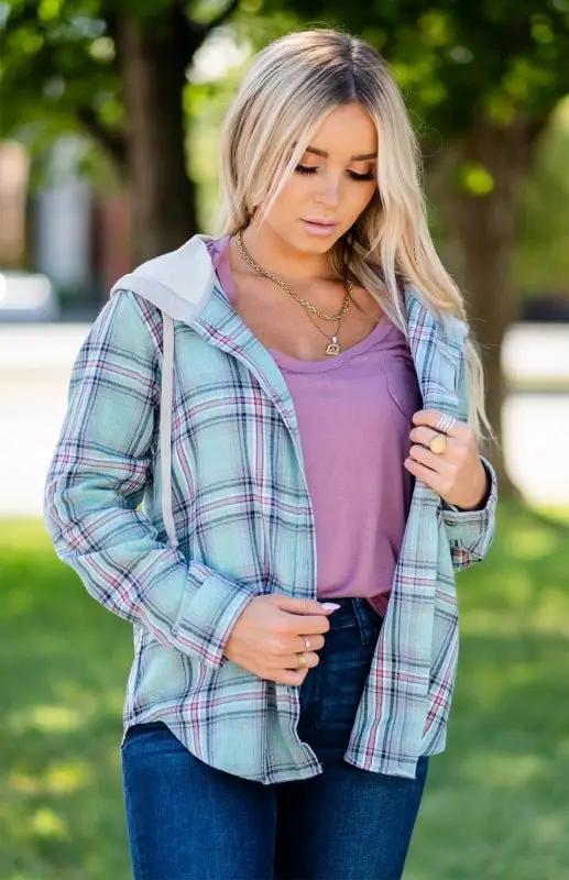 Valenzora | Damen Hoodie Knopfleiste Lässige Hemdjacke