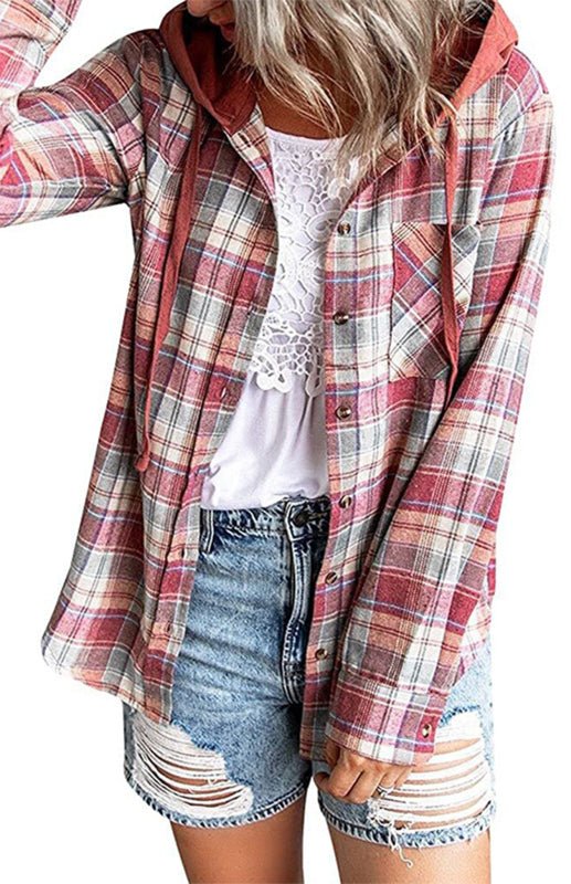 Valenzora | Damen Hoodie Knopfleiste Lässige Hemdjacke