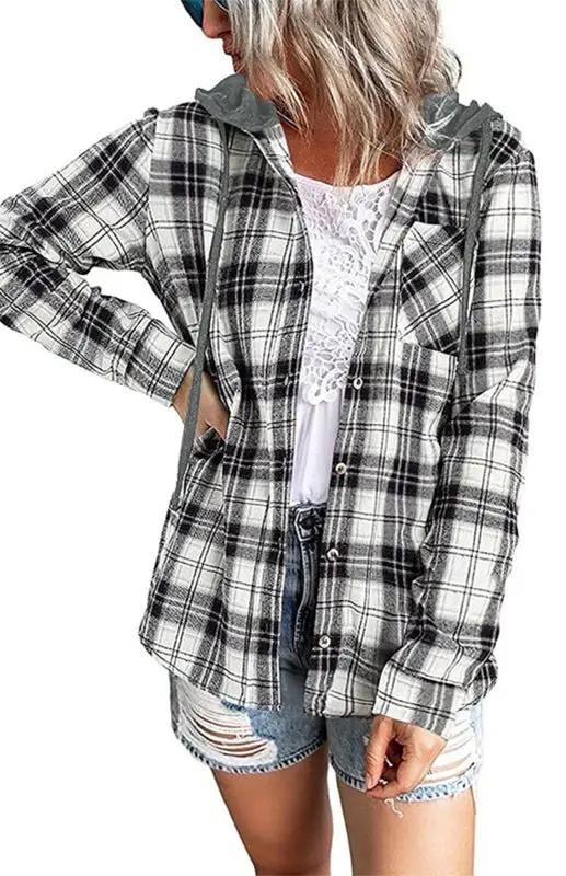 Valenzora | Damen Hoodie Knopfleiste Lässige Hemdjacke