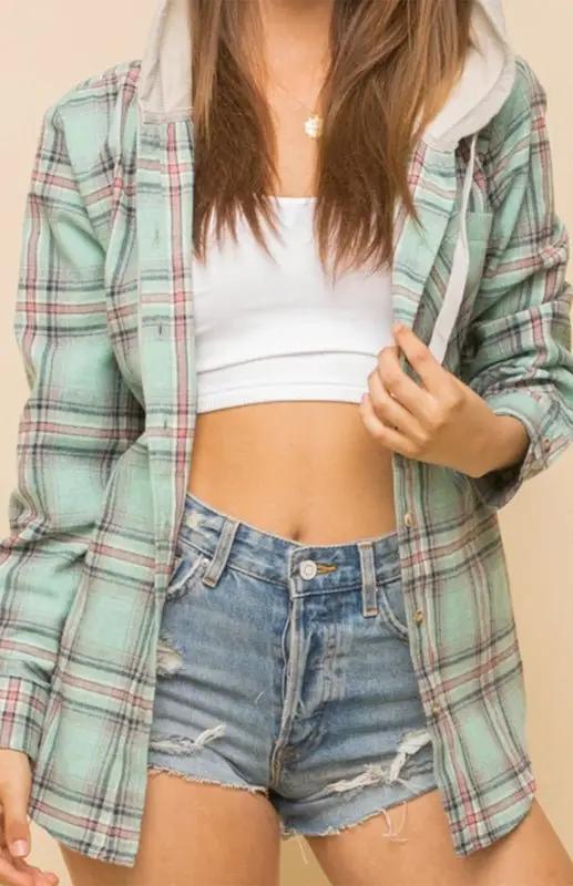 Valenzora | Damen Hoodie Knopfleiste Lässige Hemdjacke