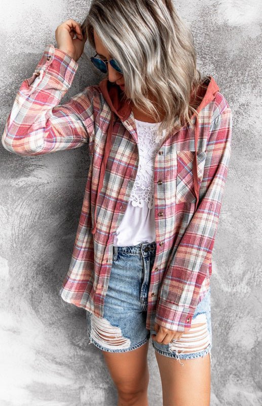 Valenzora | Damen Hoodie Knopfleiste Lässige Hemdjacke