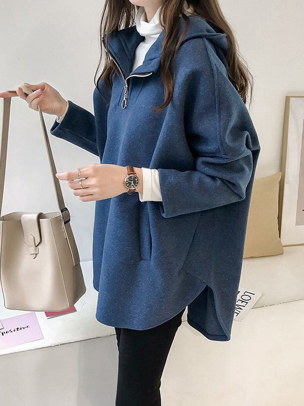 Valenzora | Women's Casual Wool Mid-Length Pullover Hoodie