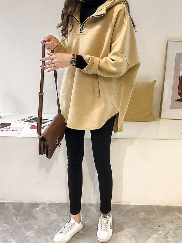 Valenzora | Women's Casual Wool Mid-Length Pullover Hoodie