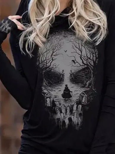 Valenzora | Damen Totenkopf-Langarm-Hoodie